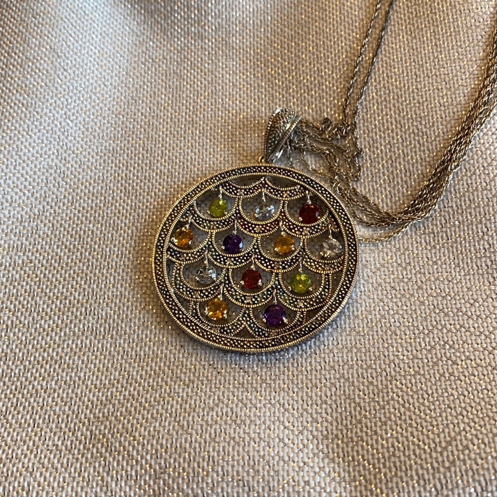 Multi-Gemstone Pendant/Enhancer in Sterling
